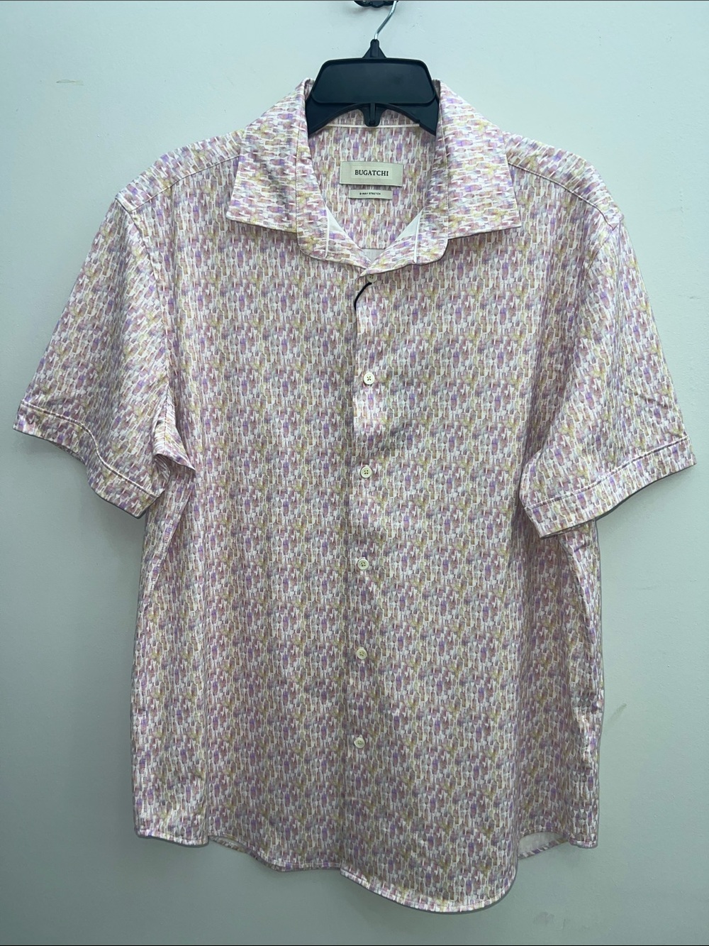 Bugatchi Lavender Multi Short Sleeve Button-Down Shirt